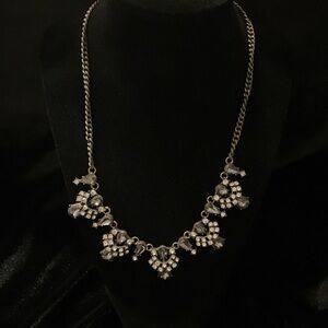 Elegant Brassy Tone Necklace with Crystal Accents